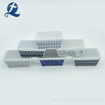 Rectangular White Applique Custom Ceramic Bakeware